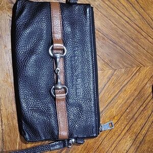 Tucker TWEED Black and Brown Leather WRISTLET